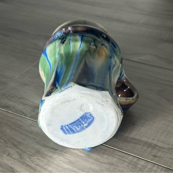 VINTAGE PHIL MAYHEW Blue Green Hand Thrown Drip Glaze Twist Pottery Coffee Mug - Picture 12 of 15